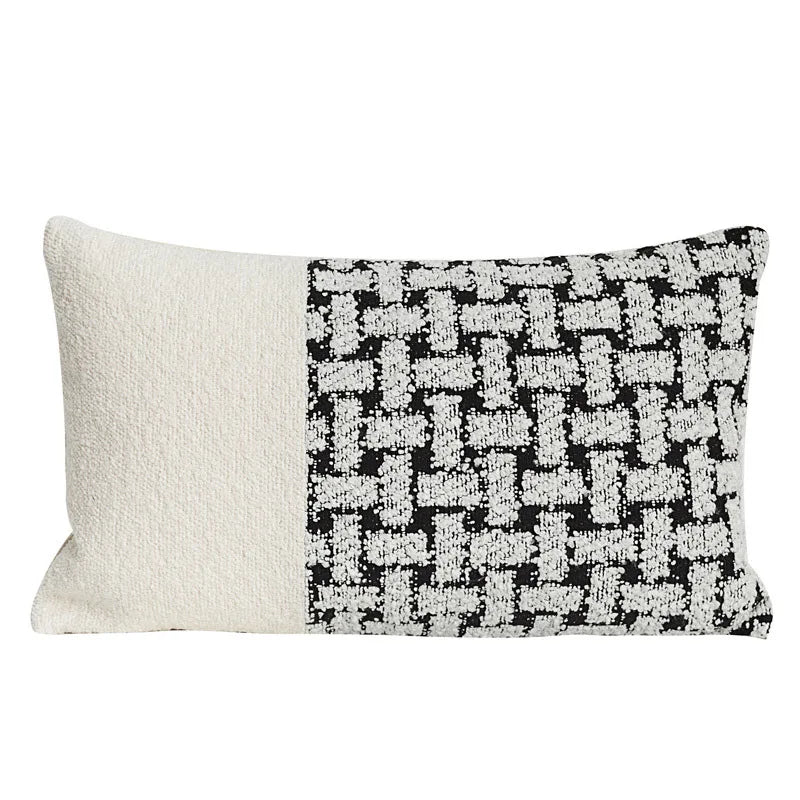 Housse de Coussin Lombaire Jacquard Brodée 30x50 cm