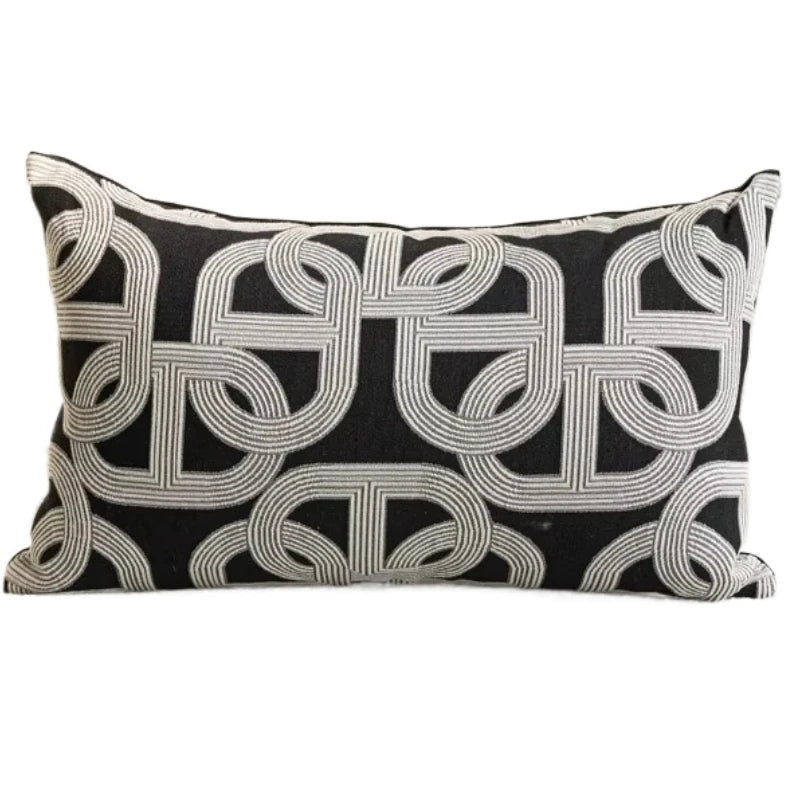 Housse de Coussin Lombaire Jacquard Brodée 30x50 cm
