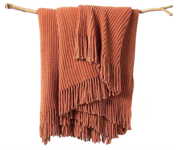 Plaid Bohème en Chenille – Couverture Légère Douce pour Canapé et Lit